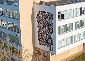 Ant Vilniaus kolegijos sienos atgimė Algirdo Petrulio šilkografija